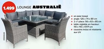 Promoties Lounge australië - Huismerk - Euroshop - Geldig van 03/05/2024 tot 09/06/2024 bij Euro Shop