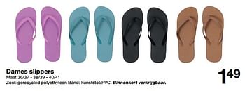 Promotions Dames slippers - Produit maison - Zeeman  - Valide de 11/05/2024 à 17/05/2024 chez Zeeman