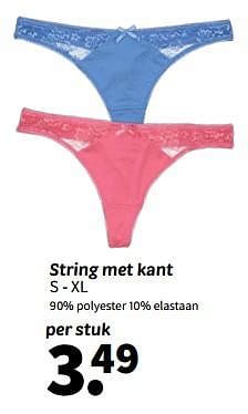 Promoties String met kant - Huismerk - Wibra - Geldig van 07/05/2024 tot 19/05/2024 bij Wibra