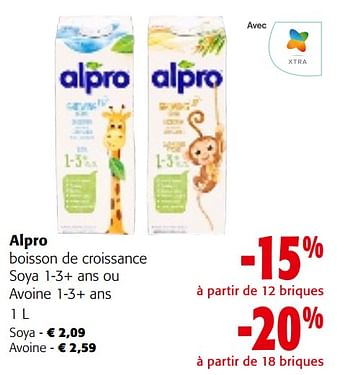 Promoties Alpro boisson de croissance soya 1-3+ ans ou avoine 1-3+ ans - Alpro - Geldig van 08/05/2024 tot 21/05/2024 bij Colruyt