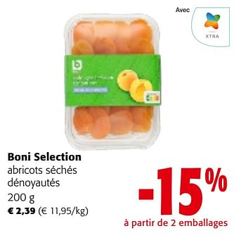 Promotions Boni selection abricots séchés dénoyautés - Boni - Valide de 08/05/2024 à 21/05/2024 chez Colruyt