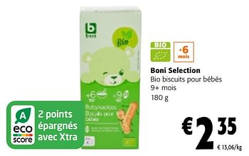 Promotions Boni selection bio biscuits pour bébés - Boni - Valide de 08/05/2024 à 21/05/2024 chez Colruyt