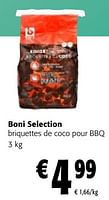 Promotions Boni selection briquettes de coco pour bbq - Boni - Valide de 08/05/2024 à 21/05/2024 chez Colruyt