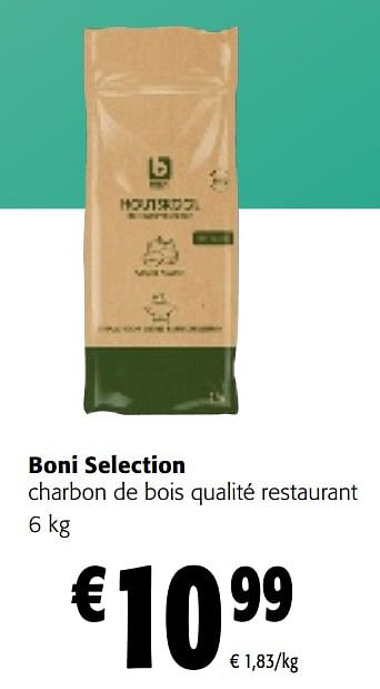 Promotions Boni selection charbon de bois qualité restaurant - Boni - Valide de 08/05/2024 à 21/05/2024 chez Colruyt