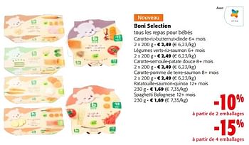 Promoties Boni selection tous les repas pour bébés - Boni - Geldig van 08/05/2024 tot 21/05/2024 bij Colruyt