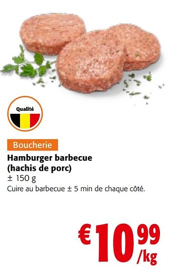 Promoties Hamburger barbecue hachis de porc - Huismerk - Colruyt - Geldig van 08/05/2024 tot 21/05/2024 bij Colruyt