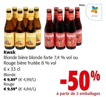 Promoties Kwak blonde bière blonde forte ou rouge bière fruitée - Kwak - Geldig van 08/05/2024 tot 21/05/2024 bij Colruyt