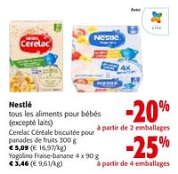 Promotions Nestlé tous les aliments pour bébés - Nestlé - Valide de 08/05/2024 à 21/05/2024 chez Colruyt