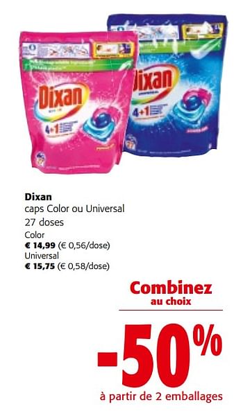 Promoties Dixan caps color ou universal - Dixan - Geldig van 08/05/2024 tot 21/05/2024 bij Colruyt