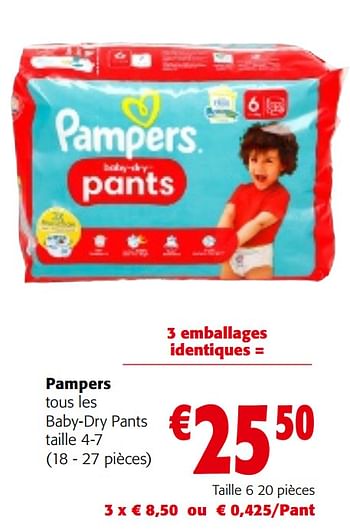 Promotions Pampers tous les baby-dry pants taille 6 - Pampers - Valide de 08/05/2024 à 21/05/2024 chez Colruyt