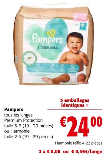 Promoties Pampers tous les langes premium protection taille 4 - Pampers - Geldig van 08/05/2024 tot 21/05/2024 bij Colruyt