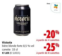 Promotions Victoria bière blonde forte - Victoria - Valide de 08/05/2024 à 21/05/2024 chez Colruyt