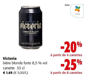 Promotions Victoria bière blonde forte - Victoria - Valide de 08/05/2024 à 21/05/2024 chez Colruyt