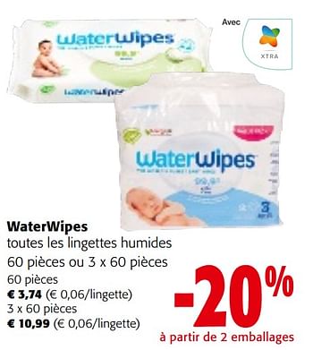 Promoties Waterwipes toutes les lingettes humides - WaterWipes - Geldig van 08/05/2024 tot 21/05/2024 bij Colruyt