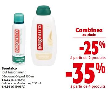 Promoties Borotalco tout l`assortiment - Borotalco - Geldig van 08/05/2024 tot 21/05/2024 bij Colruyt