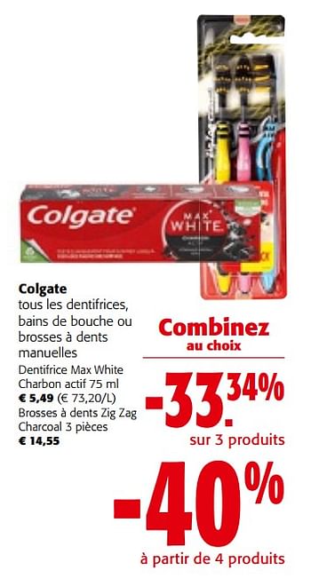 Promoties Colgate tous les dentifrices, bains de bouche ou brosses à dents manuelles - Colgate - Geldig van 08/05/2024 tot 21/05/2024 bij Colruyt