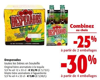 Promoties Desperados toutes les bières en bouteille - Desperados - Geldig van 08/05/2024 tot 21/05/2024 bij Colruyt
