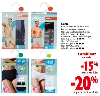 Promoties Sloggi tous les sous-vêtements pour hommes ou pour dames - Sloggi - Geldig van 08/05/2024 tot 21/05/2024 bij Colruyt