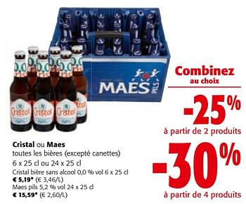Promoties Cristal ou maes toutes les bières - Huismerk - Colruyt - Geldig van 08/05/2024 tot 21/05/2024 bij Colruyt
