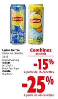 Promotions Lipton ice tea toutes les canettes - Lipton - Valide de 08/05/2024 à 21/05/2024 chez Colruyt