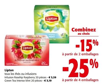 Promoties Lipton tous les thés ou infusions - Lipton - Geldig van 08/05/2024 tot 21/05/2024 bij Colruyt