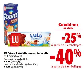 Promoties Lu prince, lulu l`ourson ou barquette tout l`assortiment - Huismerk - Colruyt - Geldig van 08/05/2024 tot 21/05/2024 bij Colruyt