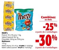 Promotions M+m`s peanut , salted caramel , chocolate - M&M 's - Valide de 08/05/2024 à 21/05/2024 chez Colruyt