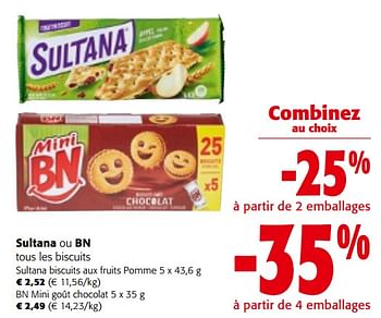 Promotions Sultana ou bn tous les biscuits - Produit maison - Colruyt - Valide de 08/05/2024 à 21/05/2024 chez Colruyt