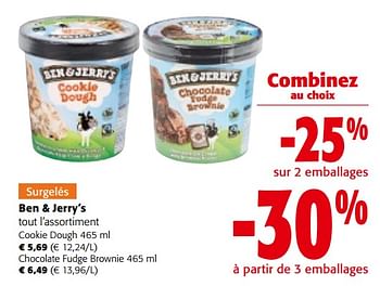 Promoties Ben + jerry`s tout l`assortiment - Ben&Jerry's - Geldig van 08/05/2024 tot 21/05/2024 bij Colruyt