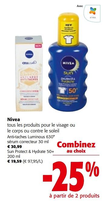 Promoties Nivea tous les produits pour le visage ou le corps ou contre le soleil - Nivea - Geldig van 08/05/2024 tot 21/05/2024 bij Colruyt