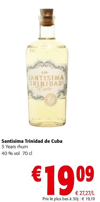 Promoties Santisima trinidad de cuba 3 years rhum - Santisima Trinidad de Cuba - Geldig van 08/05/2024 tot 21/05/2024 bij Colruyt