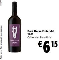 Promotions Dark horse zinfandel 2021 - Vins rouges - Valide de 08/05/2024 à 21/05/2024 chez Colruyt