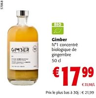 Promotions Gimber n°1 concentré biologique de gingembre - Gimber - Valide de 08/05/2024 à 21/05/2024 chez Colruyt