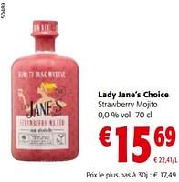 Promotions Lady jane’s choice strawberry mojito - Lady Jane's - Valide de 08/05/2024 à 21/05/2024 chez Colruyt