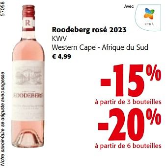 Promotions Roodeberg rosé 2023 kwv western cape - afrique du sud - Vins rosé - Valide de 08/05/2024 à 21/05/2024 chez Colruyt