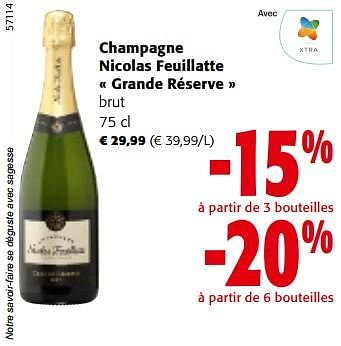 Promoties Champagne nicolas feuillatte grande réserve brut - Champagne - Geldig van 08/05/2024 tot 21/05/2024 bij Colruyt