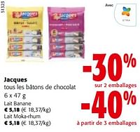 Promotions Jacques tous les bâtons de chocolat - Jacques - Valide de 08/05/2024 à 21/05/2024 chez Colruyt
