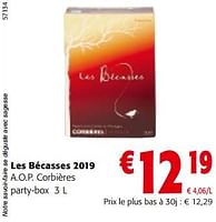 Promotions Les bécasses 2019 a.o.p. corbières - Vins rouges - Valide de 08/05/2024 à 21/05/2024 chez Colruyt