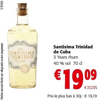 Promoties Santisima trinidad de cuba 3 years rhum - Santisima Trinidad de Cuba - Geldig van 08/05/2024 tot 21/05/2024 bij Colruyt