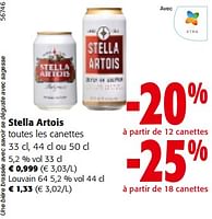 Promotions Stella artois toutes les canettes - Stella Artois - Valide de 08/05/2024 à 21/05/2024 chez Colruyt