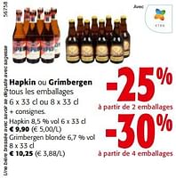 Promotions Hapkin ou grimbergen tous les emballages - Produit maison - Colruyt - Valide de 08/05/2024 à 21/05/2024 chez Colruyt
