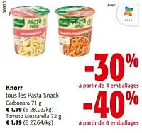 Promotions Knorr tous les pasta snack - Knorr - Valide de 08/05/2024 à 21/05/2024 chez Colruyt