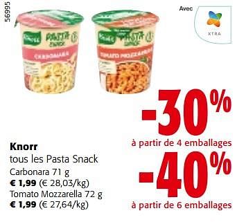 Promotions Knorr tous les pasta snack - Knorr - Valide de 08/05/2024 à 21/05/2024 chez Colruyt