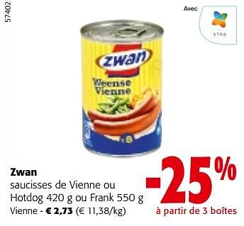 Promotions Zwan saucisses de vienne ou hotdog ou frank - Zwan - Valide de 08/05/2024 à 21/05/2024 chez Colruyt