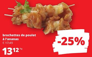 Promotions Brochettes de poulet à l’ananas - Produit Maison - Spar Retail - Valide de 09/05/2024 à 22/05/2024 chez Spar (Colruytgroup)