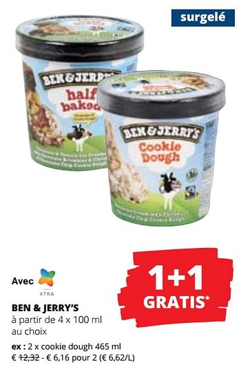 Promoties Cookie dough - Ben&Jerry's - Geldig van 09/05/2024 tot 22/05/2024 bij Spar (Colruytgroup)