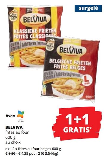 Promoties Frites au four belges - Belviva - Geldig van 09/05/2024 tot 22/05/2024 bij Spar (Colruytgroup)