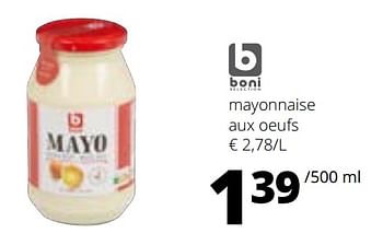 Promoties Mayonnaise aux oeufs - Boni - Geldig van 09/05/2024 tot 22/05/2024 bij Spar (Colruytgroup)