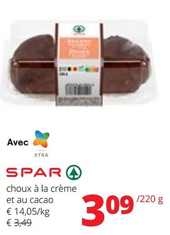 Promoties Choux à la crème et au cacao - Spar - Geldig van 09/05/2024 tot 22/05/2024 bij Spar (Colruytgroup)