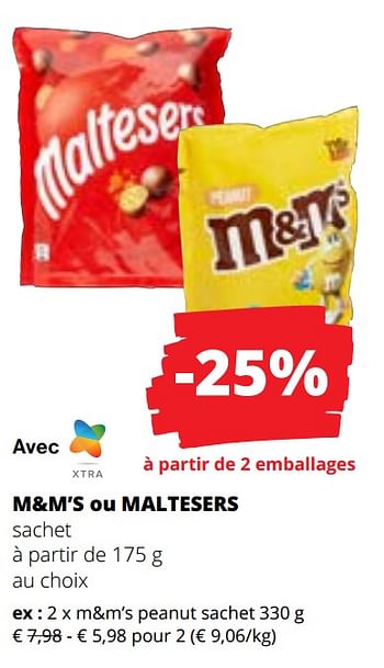 Promoties M+m’s peanut sachet - M&M 's - Geldig van 09/05/2024 tot 22/05/2024 bij Spar (Colruytgroup)
